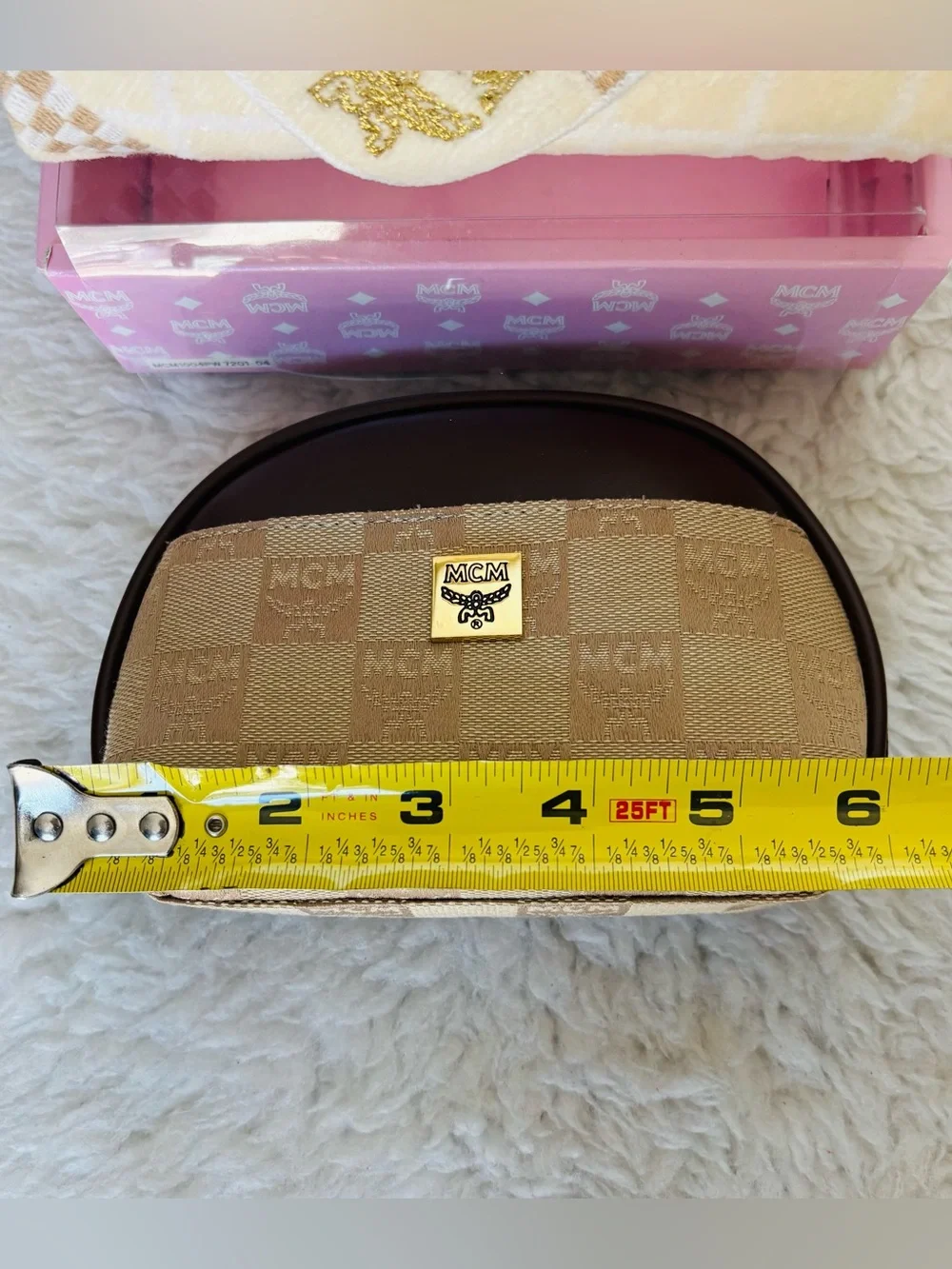 MCM Set of 2 Leather/Canvas Logo Cosmetic Pouch & Hand Towel Set